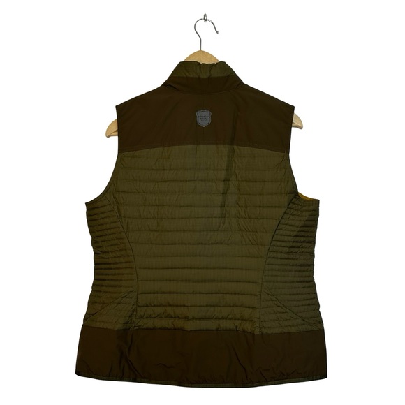EDDIE BAUER Olive Green Brown StormDown 700 Quilted Vest Size Large Petite - Picture 7 of 16